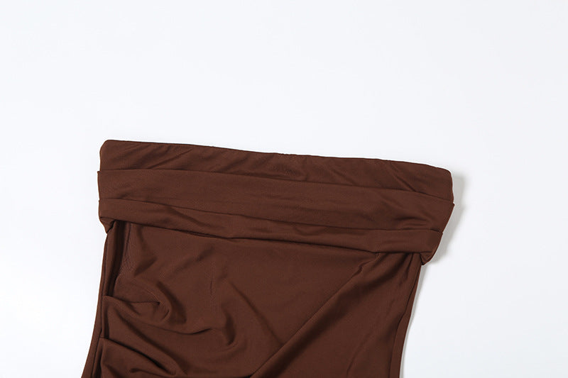 Womens Slim Fit Tube Dress with Scarf Collar and Back Slit Detail | noémi