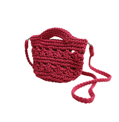 Colorful Crossbody Cotton Thread Rose Red without Lining