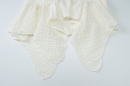Ruffle Peplum Cami | Ivory Ruched Criss Cross Back Summer Top | Light & Airy Feminine Blouse | noémi