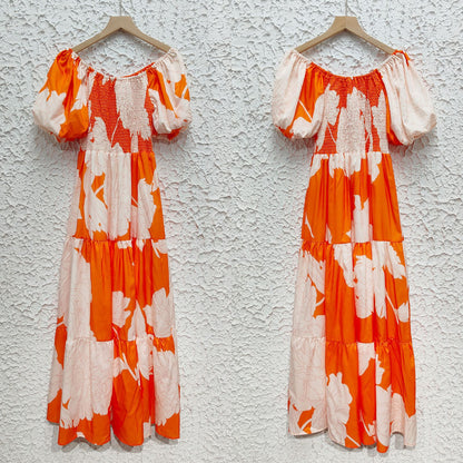 Off Shoulder Floral Puff Sleeve Midi Dress | Lightweight & Flowy | noémi