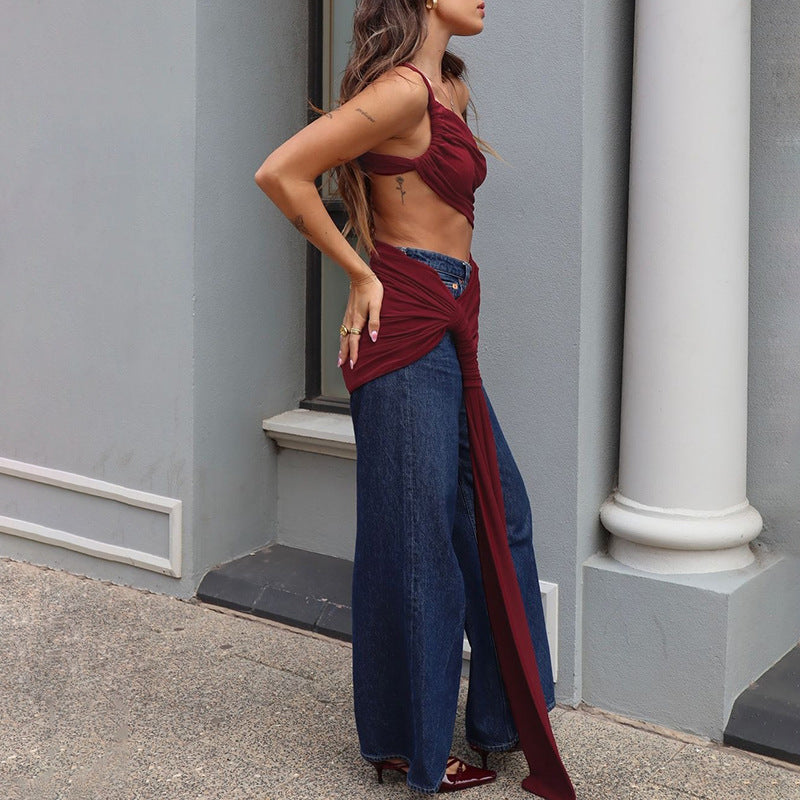 Lace Strap Cutout Dress with Mid Waist Detailing | noémi