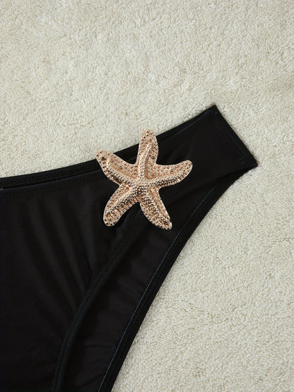 Low Waist Bikini Swimsuit with Starfish Metal Detail and Suspender Straps | noémi