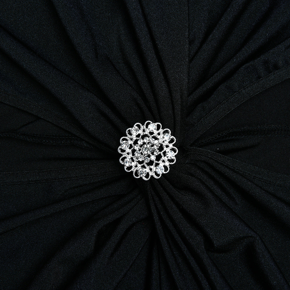 Womens Dress | Half High Collar Long Sleeves Backless Pleated Stitching | noémi