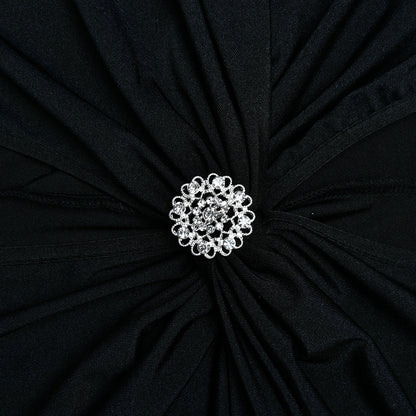 Womens Dress | Half High Collar Long Sleeves Backless Pleated Stitching | noémi