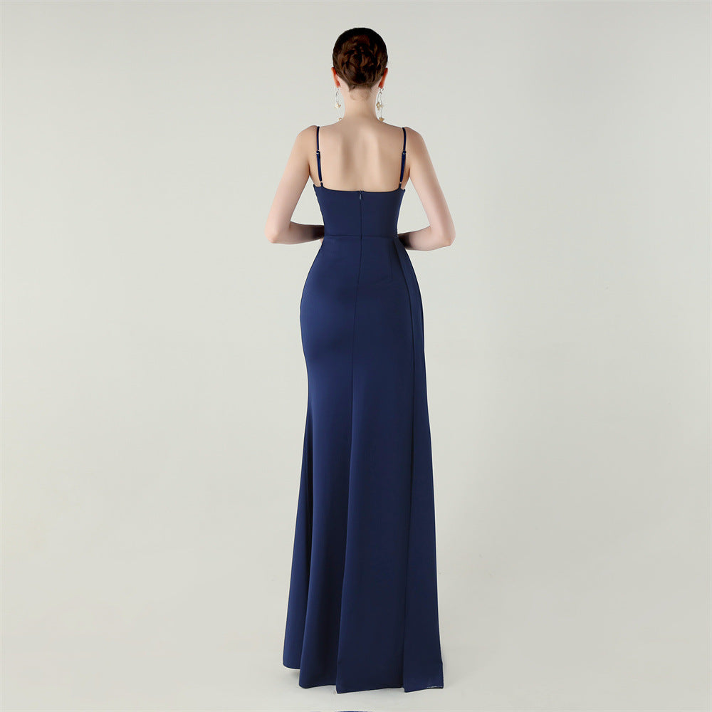 Satin Fishtail Dress | Beaded Bandeau with Slit | noémi