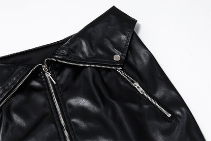 Black Leather Zip Up Mini Skirt | High Waisted Faux Leather Skirt | noémi