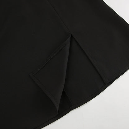 Long Sleeve V Neck Slim Fit Dress with Pleated Waist and Side Slit | noémi