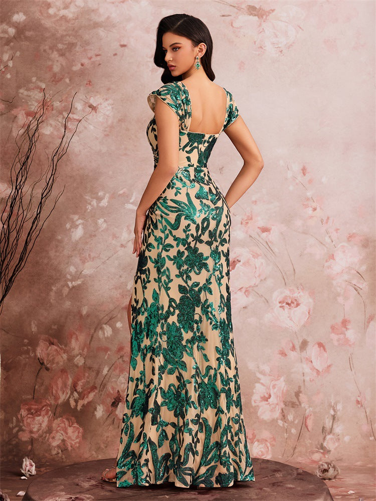 Sequin Gown | Stretch Cocktail Dress with Side Split | noémi