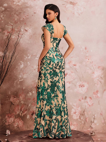 Sequin Gown | Stretch Cocktail Dress with Side Split | noémi