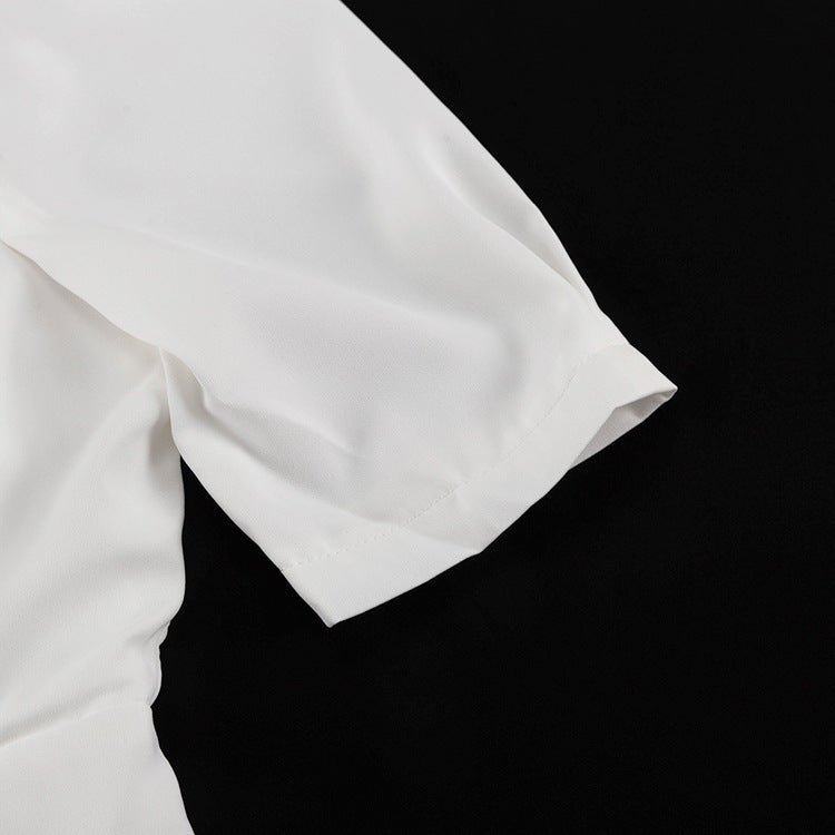 Puff Sleeve Midi Dress | White Fit & Flare with VNeck | noémi