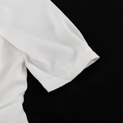 Puff Sleeve Midi Dress | White Fit & Flare with VNeck | noémi