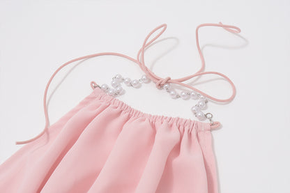 Women’s Cutout Halter Top | Pleated Pink Vest | noémi