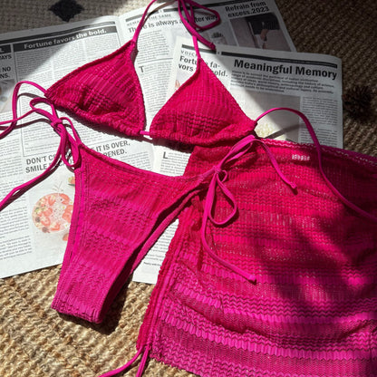 Gradient Mesh Three Piece Set Beach Skirt Bikini | noémi