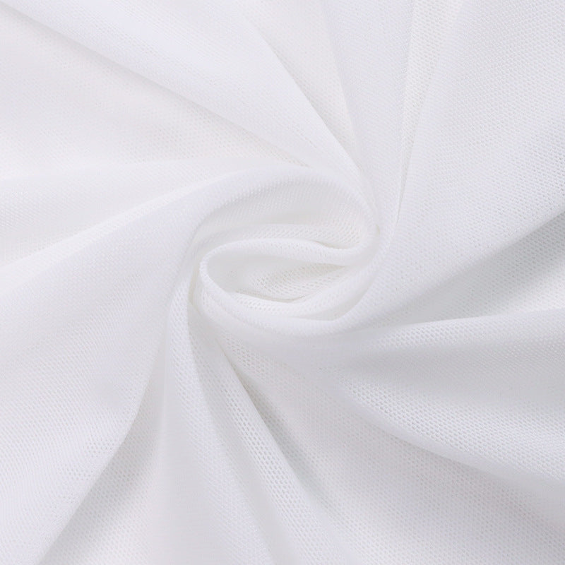 White Mesh Ruched Mini Dress | Off Shoulder Halterneck | Adjustable Straps | noémi