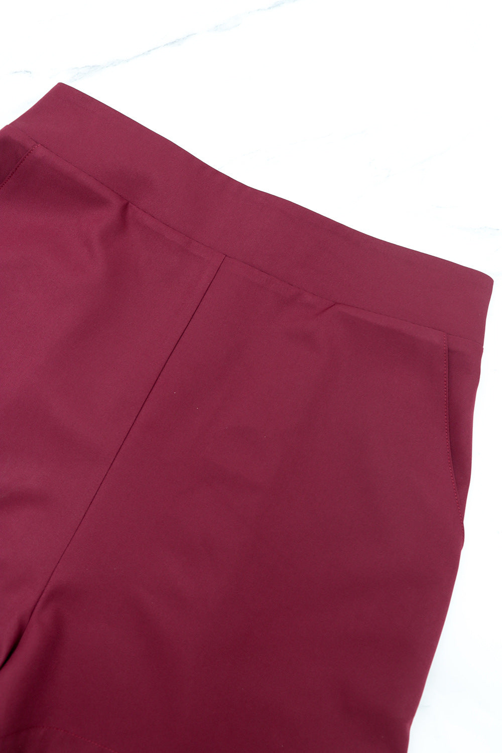 Women’s 2 Piece Cloak Dress & Shorts Set | Burgundy Suspender Strap & High Slit Overlay | noémi