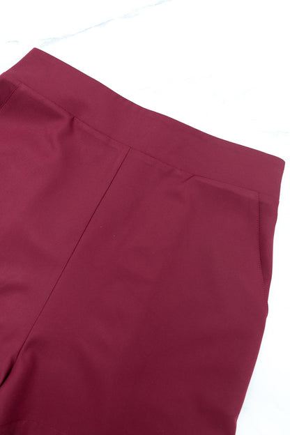 Women’s 2 Piece Cloak Dress & Shorts Set | Burgundy Suspender Strap & High Slit Overlay | noémi