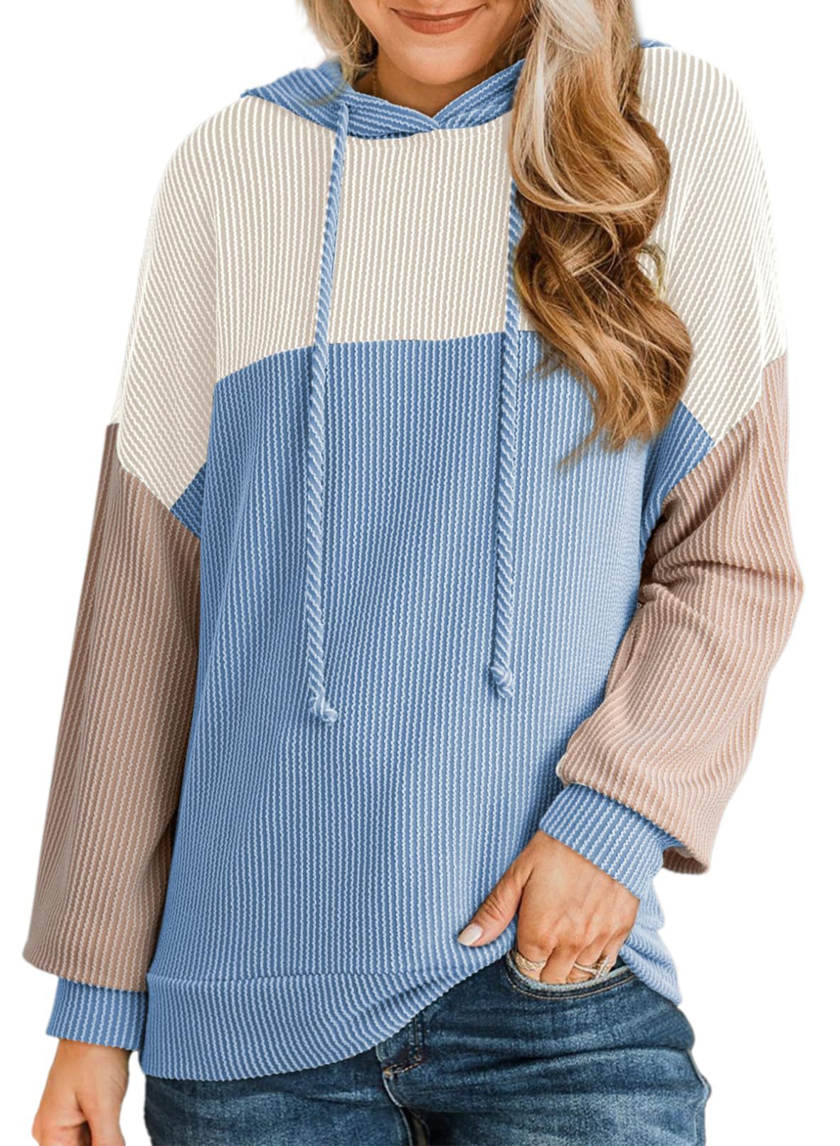 Colorblock Hoodie for Women | Twist Stripe Loose Long Sleeve Sweater | noémi