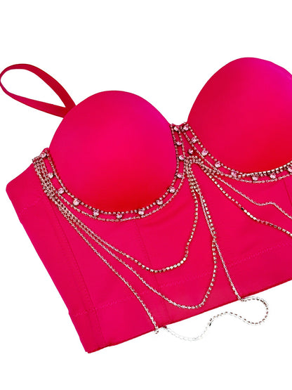 Tassel Chain Camisole | Corset Bra with Sparkling Boning | noémi `