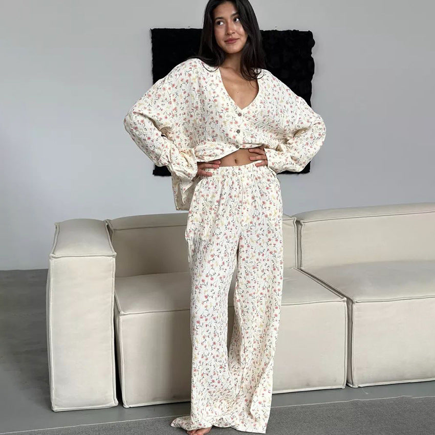 Womens Cotton Pajama Set | Loose Fit, Long Sleeve | noémi