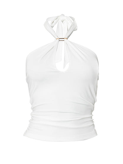 Sleeveless Halter Neck Cutout Backless Tight Vest Top | Hollow Out Clubwear Tank  | noémi