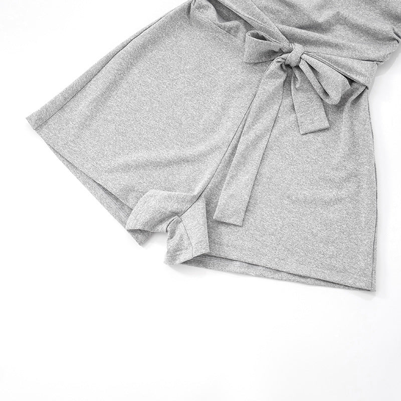 Womens Summer Off Shoulder Romper with Bow Waist Tie | noémi