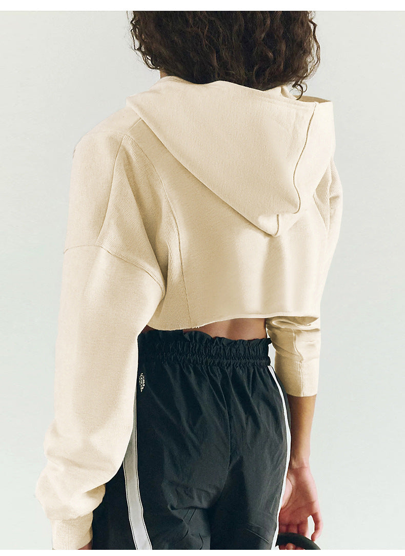 Cropped Zip Up Hoodie for Women | Long Sleeve Sweatshirt | noémi