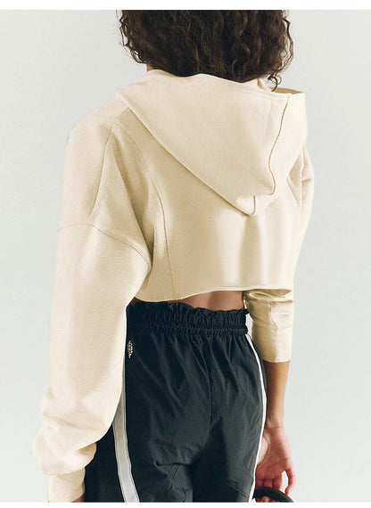 Cropped Zip Up Hoodie for Women | Long Sleeve Sweatshirt | noémi