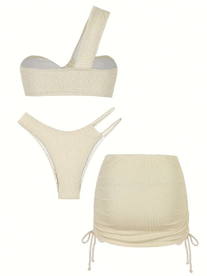Knit Bikini Set | Two Piece Asymmetrical Top & High Cut Bottoms | noémi