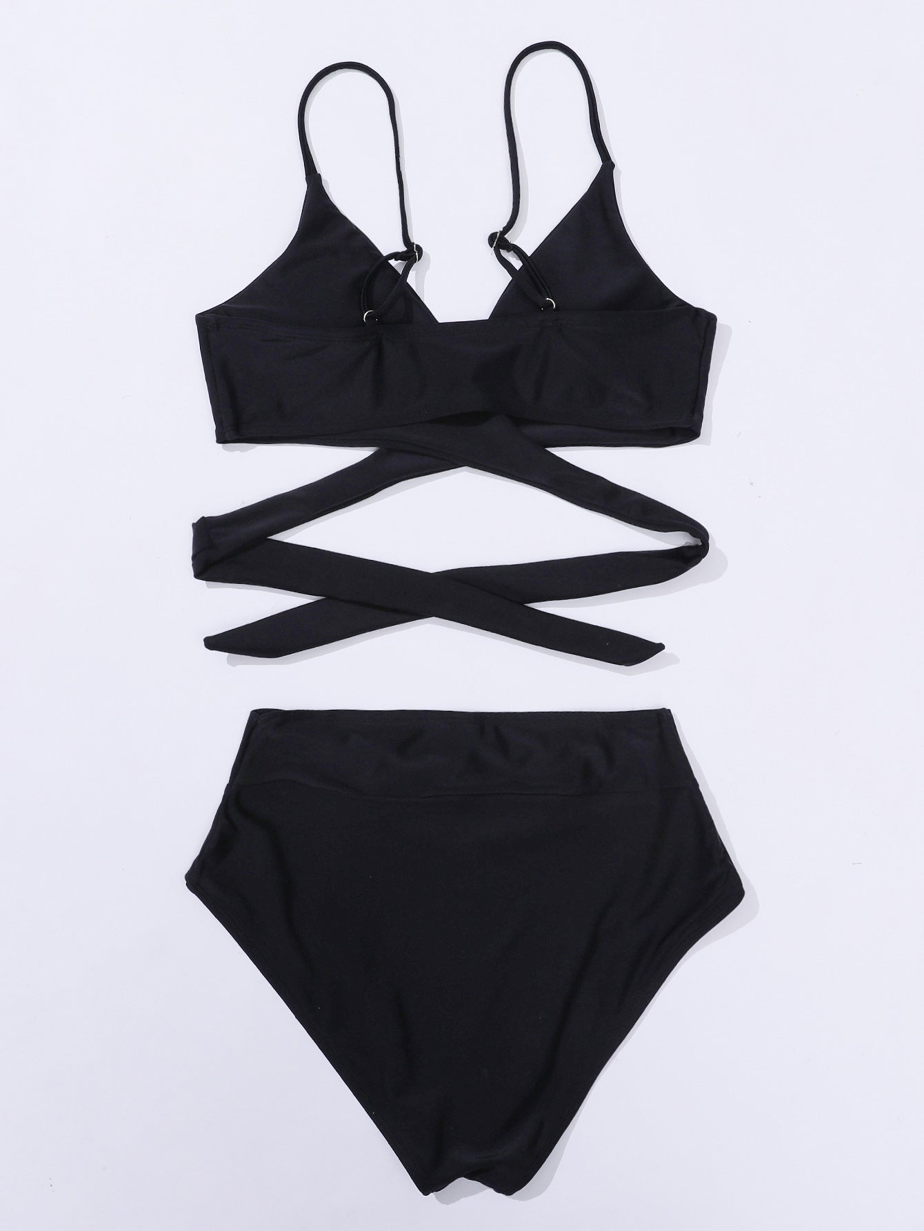 Solid Color Tied Criss Cross Split Bikini Swimsuit | noémi