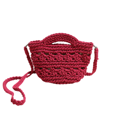 Colorful Crossbody Cotton Thread Rose Red with Lining