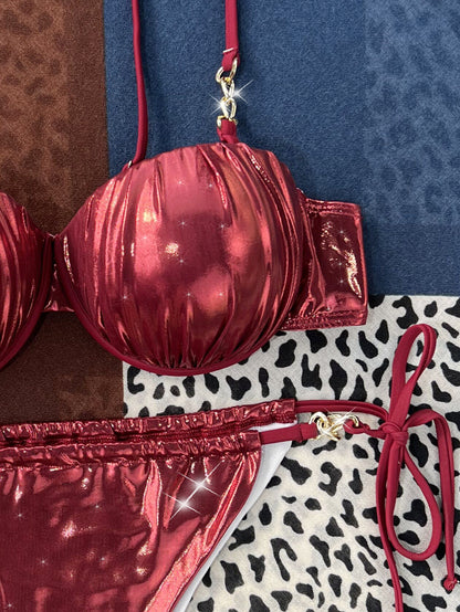 Structured Bikini Set with Metal Detail and Supportive Cup Design for Women | noémi