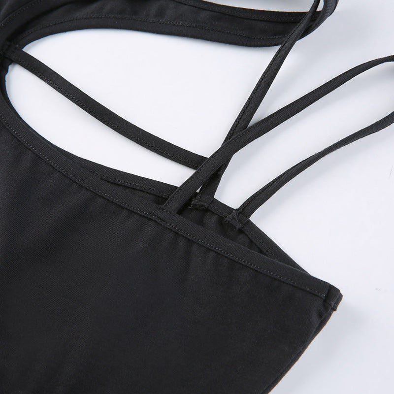 Womens CutOut Crop Top | Black Strappy One Shoulder Tank | noémi
