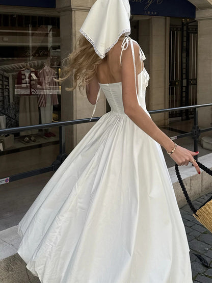 Womens Cotton Sling Balloon Dress with Slim Waist Bubble Hem | noémi