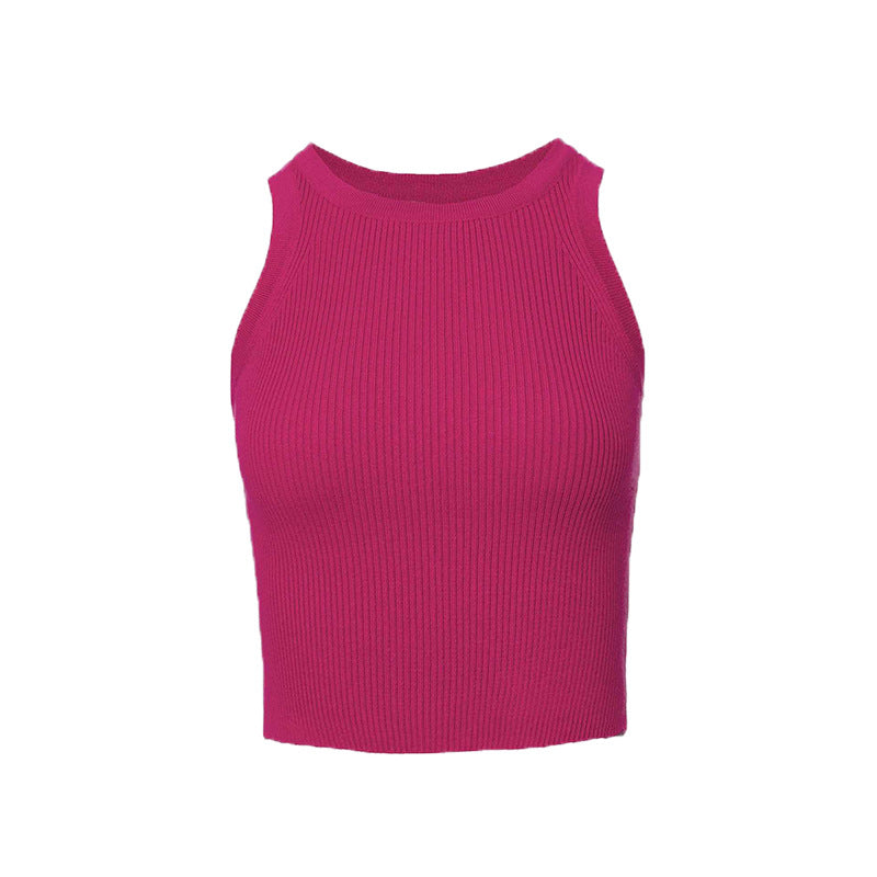 Womens Slim Fit Ribbed Knit Tank Top | Sleeveless Solid Color Crop Vest | noémi