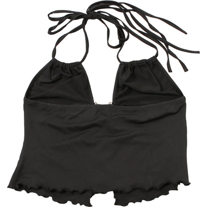 Summer Women's Cutout Halter Crop Top | Trendy Wooden Ring Detail Camisole | noémi