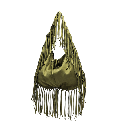 Light Brown Suede Tassel Crescent Tote – Large Capacity Dumpling Shoulder Bag | noémi