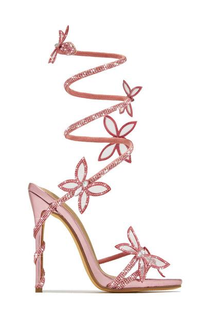Butterfly Lace Up Heels | Crystal Embellished, Stiletto Sandals | noémi