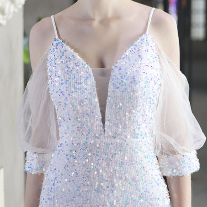 Sequin Toast Dress | Long Slim Fit Fishtail Gown | noémi