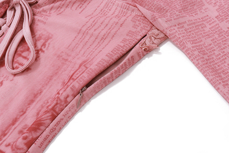 Womens Low Cut Backless Square Collar Retro Slim Fit Long Sleeve Dress | noémi