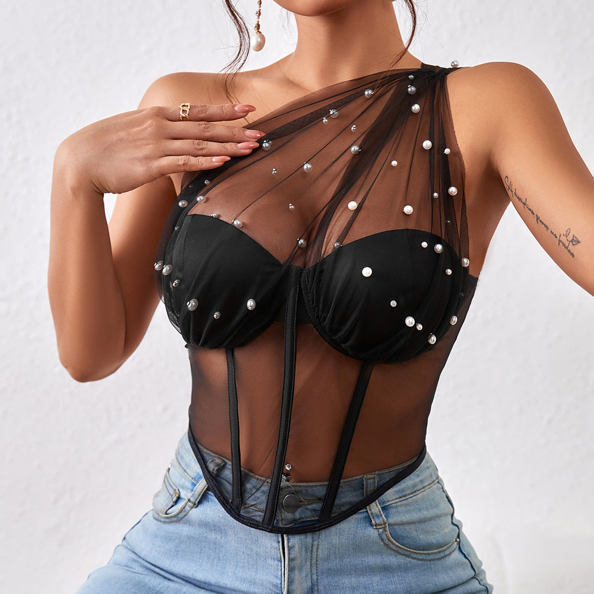 Corset Top with Boning | Slim Waist Rhombus Design, Steel Ring Support | noémi