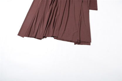 Womens High Collar Long Sleeve Maxi Dress with Side Cutout and Front Slit | noémi