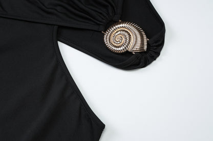 Womens Solid Color VNeck Maxi Dress | Cutout Sheath Dress | noémi