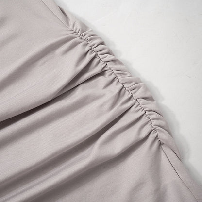 Women Long Sleeve Hooded Pleated Dress with High Waist and Hip Detail | noémi