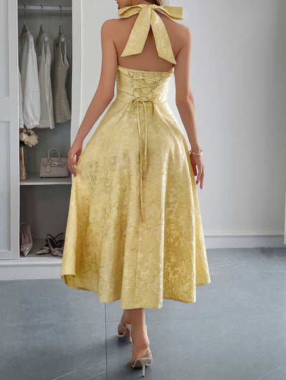 Halter Neck Maxi Dress with Defined Waist | noémi