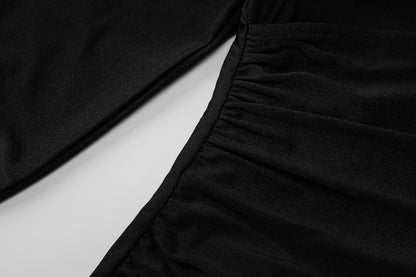 V Neck Long Sleeve Pleated Fitted Mini Dress | noémi