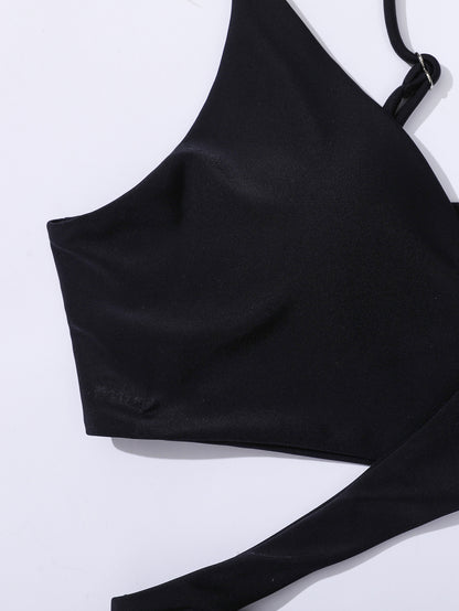 Solid Color Tied Criss Cross Split Bikini Swimsuit | noémi