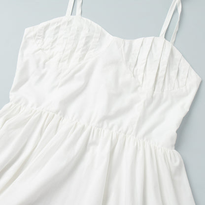 Womens Cotton Sling Balloon Dress with Slim Waist Bubble Hem | noémi