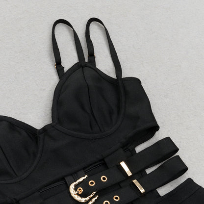 Hollow Stitch Fishtail Bandage Dress With Straps | noémi