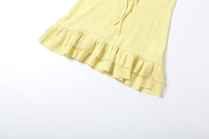 Fall Off Shoulder Ruffle Mini Dress | Lace Up, Slim Fit | noémi