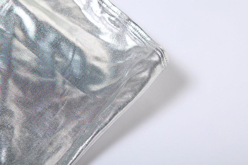 Womens Metallic Tube Top Sheath Dress | Backless Slim Fit Mini | noémi